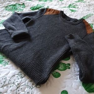 J. Crew Leather shoulder pad cotton sweater XS